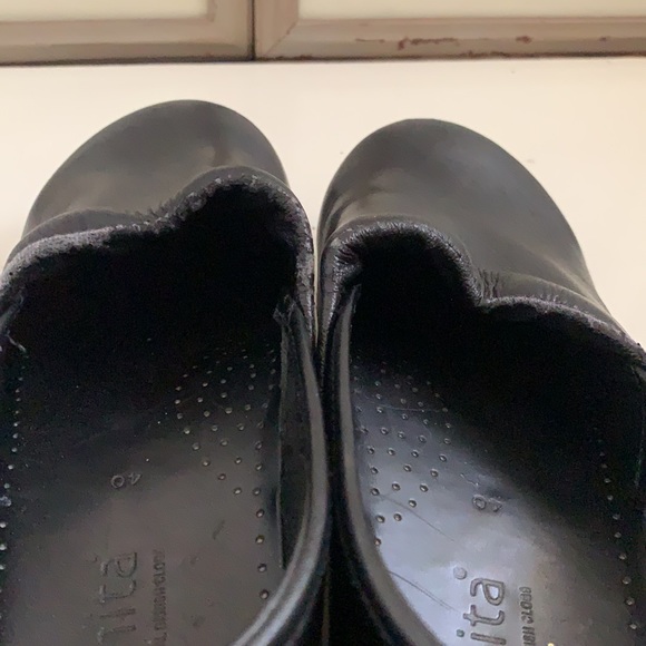 SANITA WEDGE CLOGS BLACK SZ 40 USA 9.5 PREOWNED HEEL MULES - Picture 14 of 16